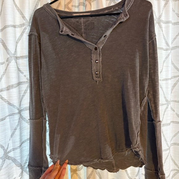 Free People Tops - Free People Charcoal Long Sleeve Top